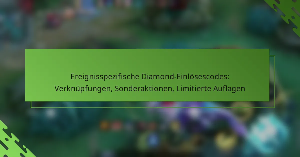 Ereignisspezifische Diamond-Einlösescodes: Verknüpfungen, Sonderaktionen, Limitierte Auflagen